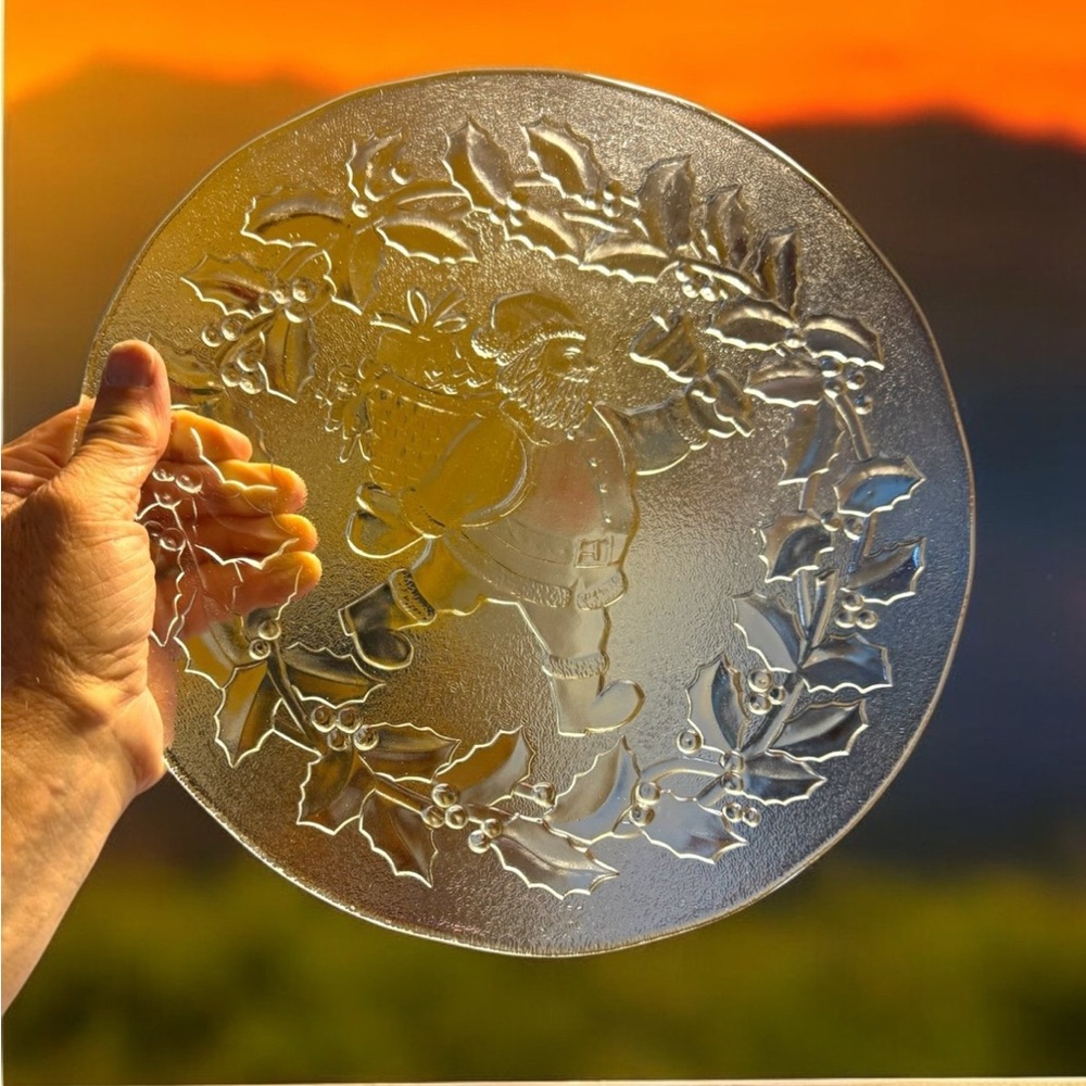 Clear Glass Santa Plate
